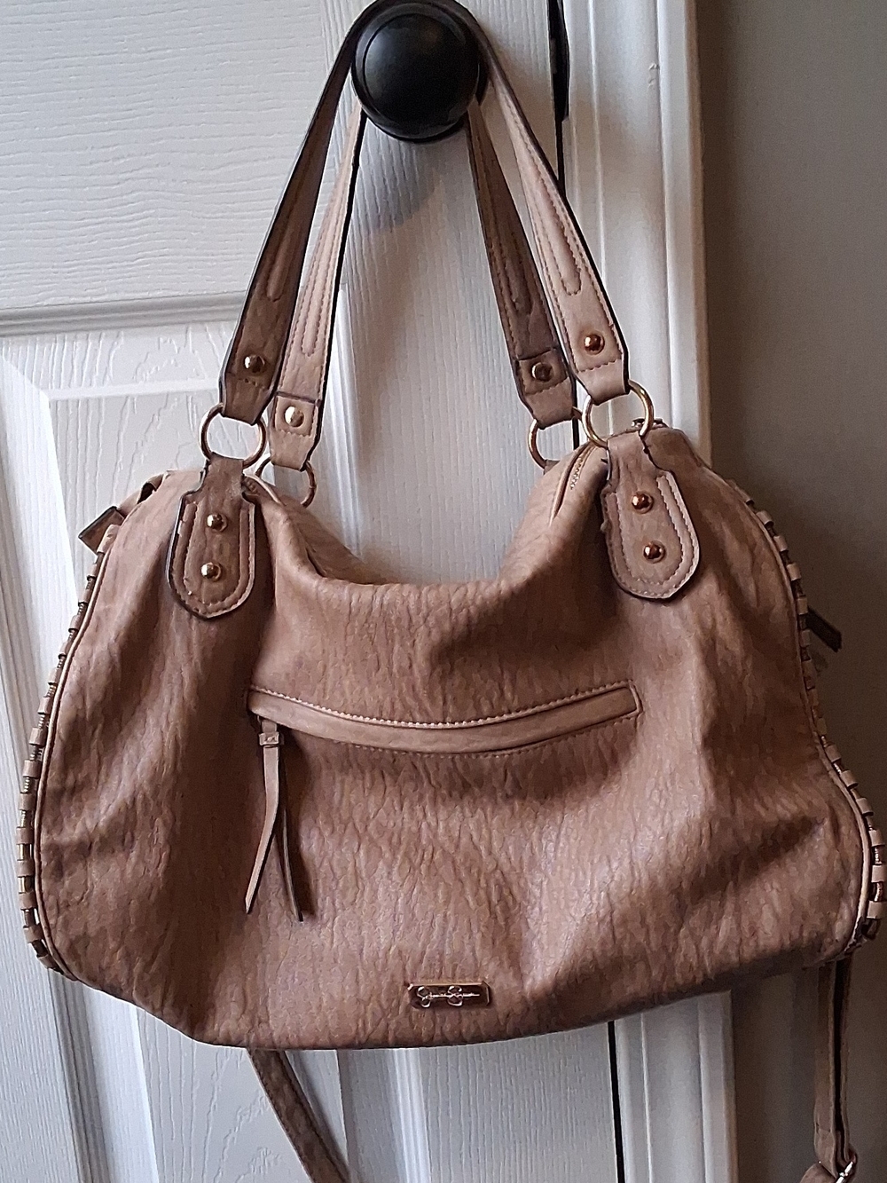Jessica Simpson Taupe Shoulder Bag with Gold Accents
